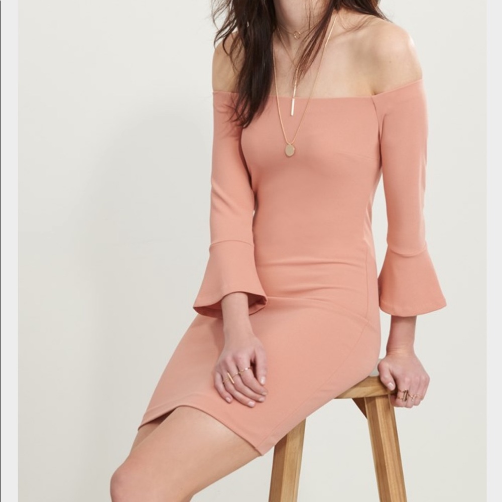 Dynamite off shoulder bell sleeves dress